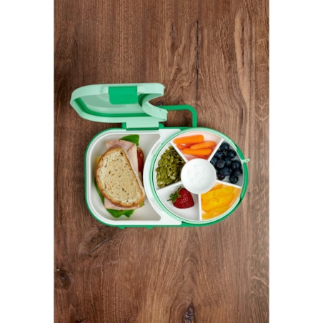 GOBE 2IN1 LUNCHBOX & SNACK SPINNER śniadaniówka dla dzieci, Sage Green