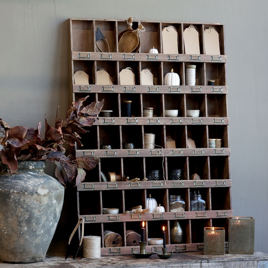 Półka drewniana aptekarska z przegródkami 120x85 cm