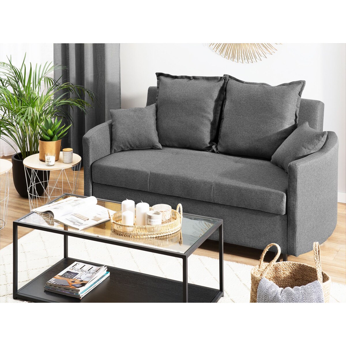 Sofa rozkładana szara HOVIN