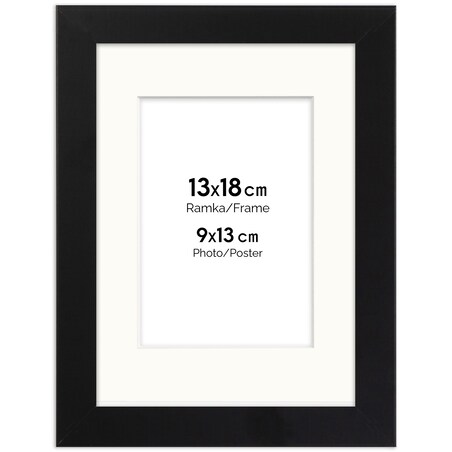 Ramka na zdjęcia z passe partout ramka 13x18 cm z okienkiem passe partout na zdjęcie 9x13 cm kolor czarny FRAMAI®