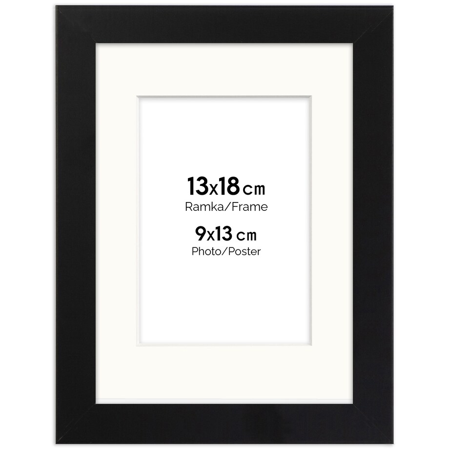 Ramka na zdjęcia z passe partout ramka 13x18 cm z okienkiem passe partout na zdjęcie 9x13 cm kolor czarny FRAMAI®
