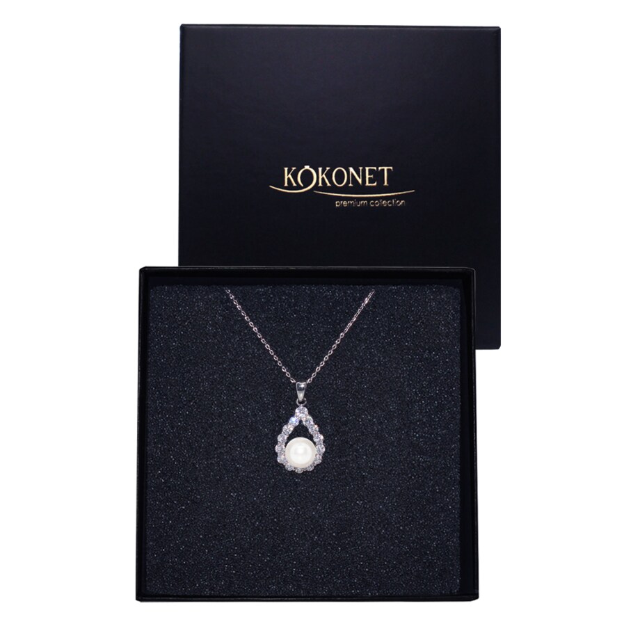 Naszyjnik z perłą ażurowy srebrny elegancka biżuteria ślubna klasyczna