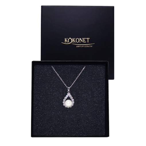 Naszyjnik z perłą ażurowy srebrny elegancka biżuteria ślubna klasyczna