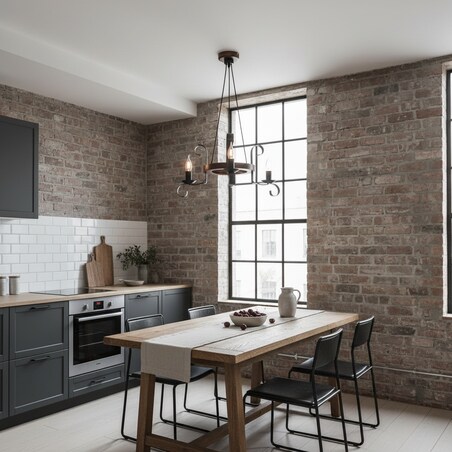 drewniana lampa wisząca edylit 3 punktowa loft retro