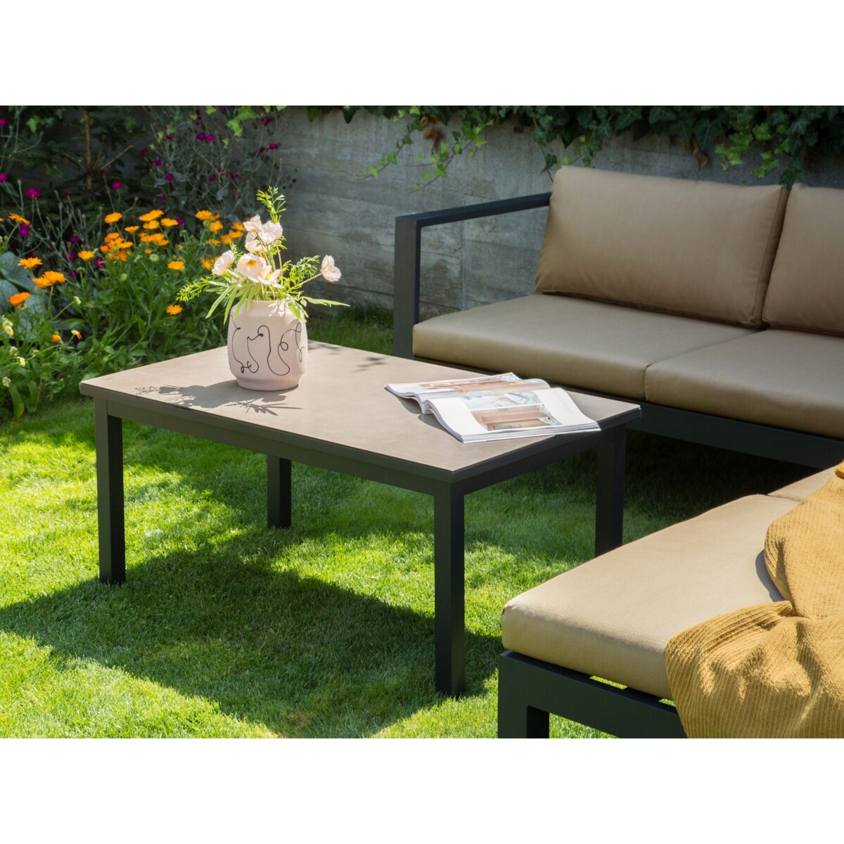 Duży zestaw wypoczynkowy dla 5 osób Aluminium Piaskowy MESSINA