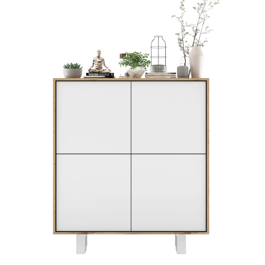 Industrialna Komoda Loft Szafka RTV Dąb Wotan Biały MAT 113 cm