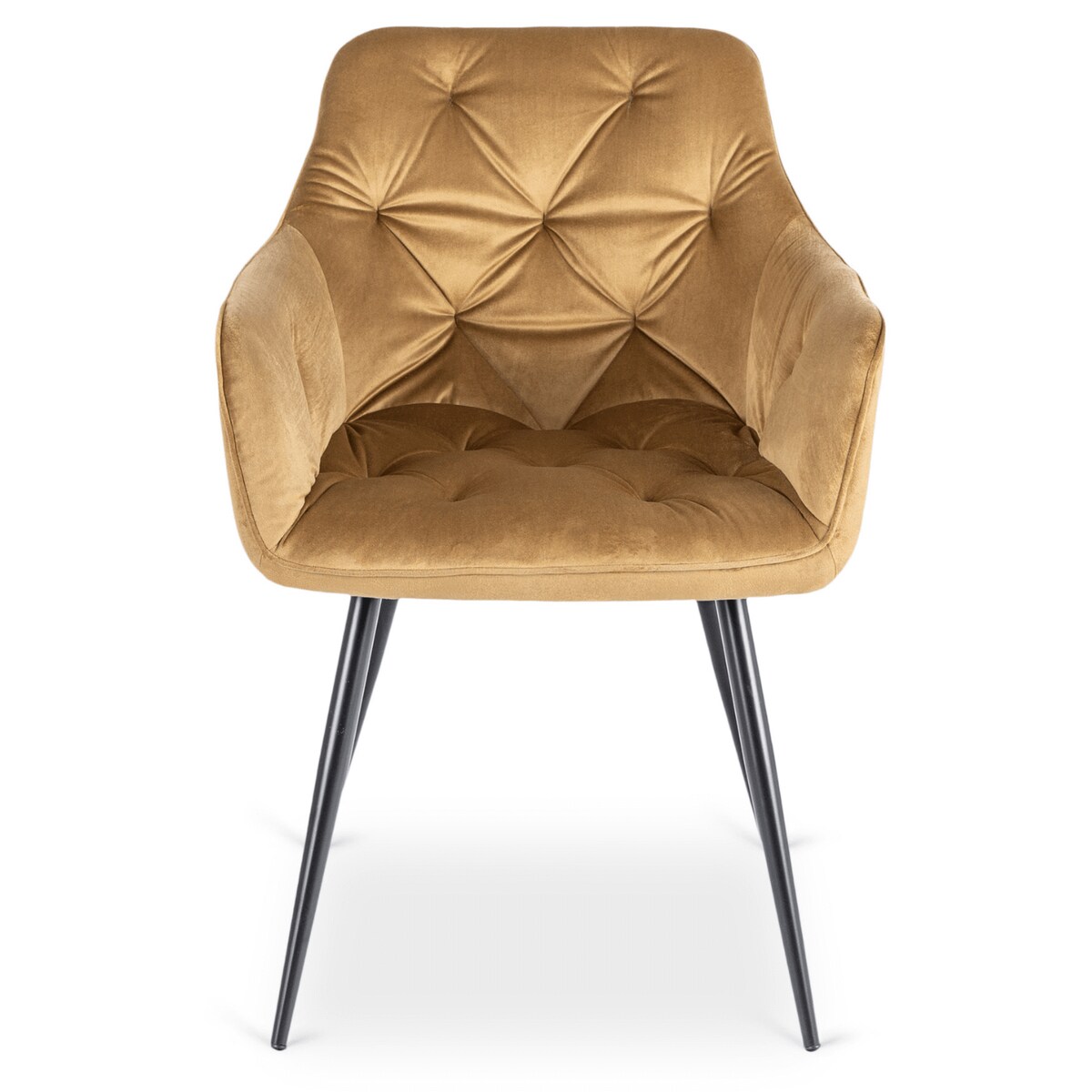 Krzesło Tapicerowane Welurowe Pikowane Do Salonu Musztardowy MODESTO