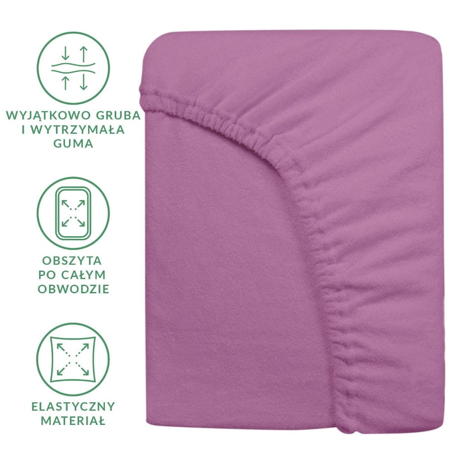 Prześcieradło frotte z gumką 160x200 kolor jasny fiolet