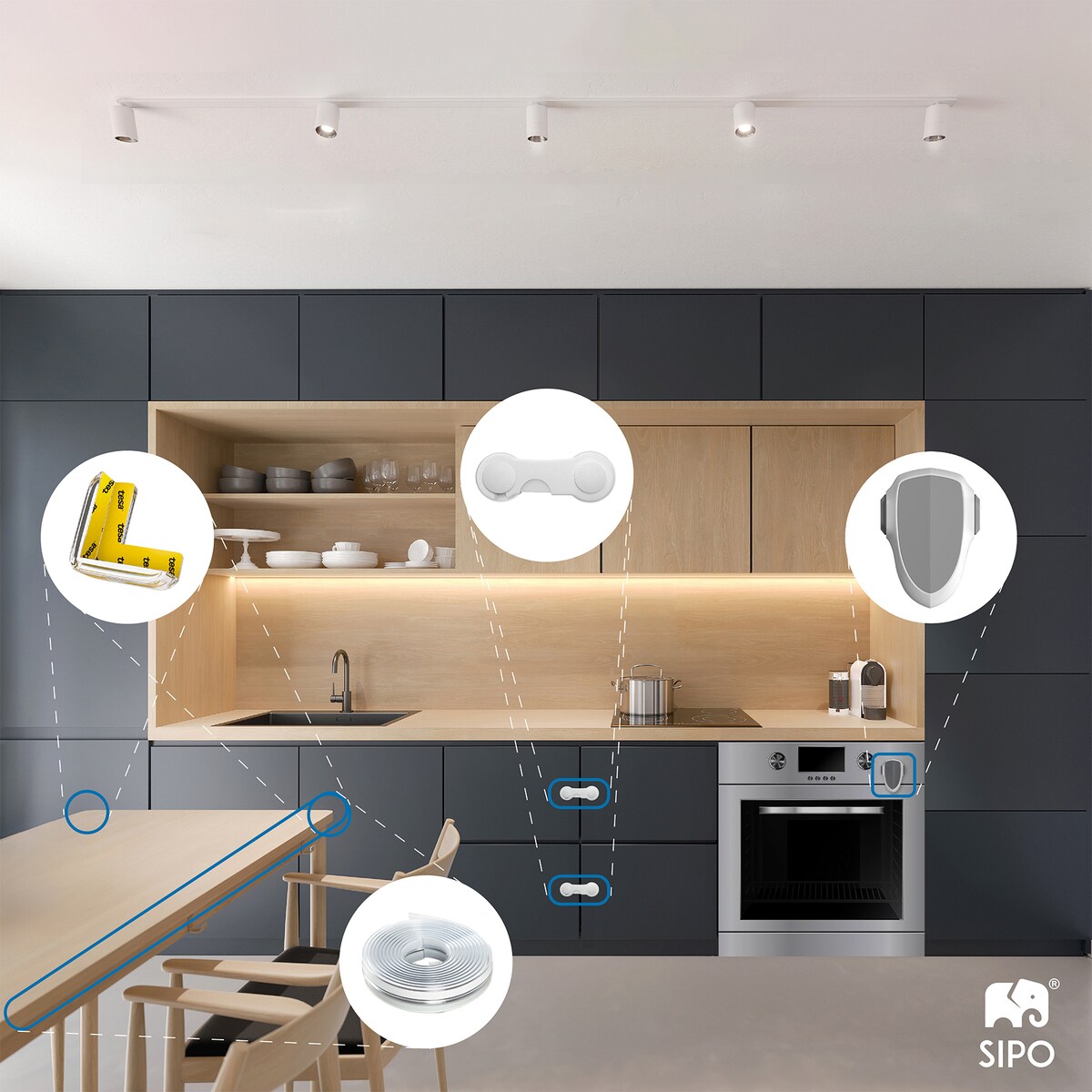 taśma silikonowa transparentna zabezpieczająca ostre krawędzie mebli, sipo, 3 metry