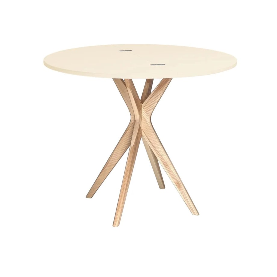 Stół półokrągły CUTTI 90x90 rozkładany kremowy/jesion