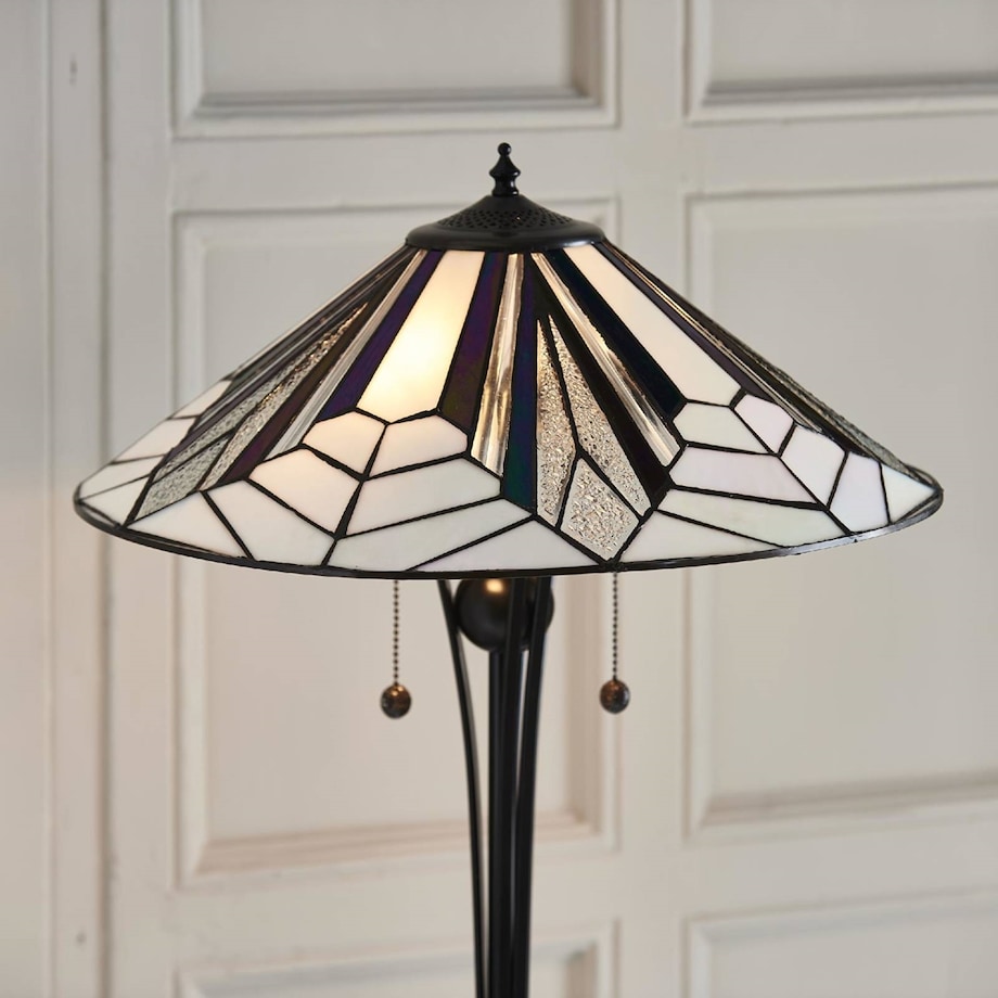 Stojąca lampa Tiffany Astoria 63934 Endon witraż włącznik czarny