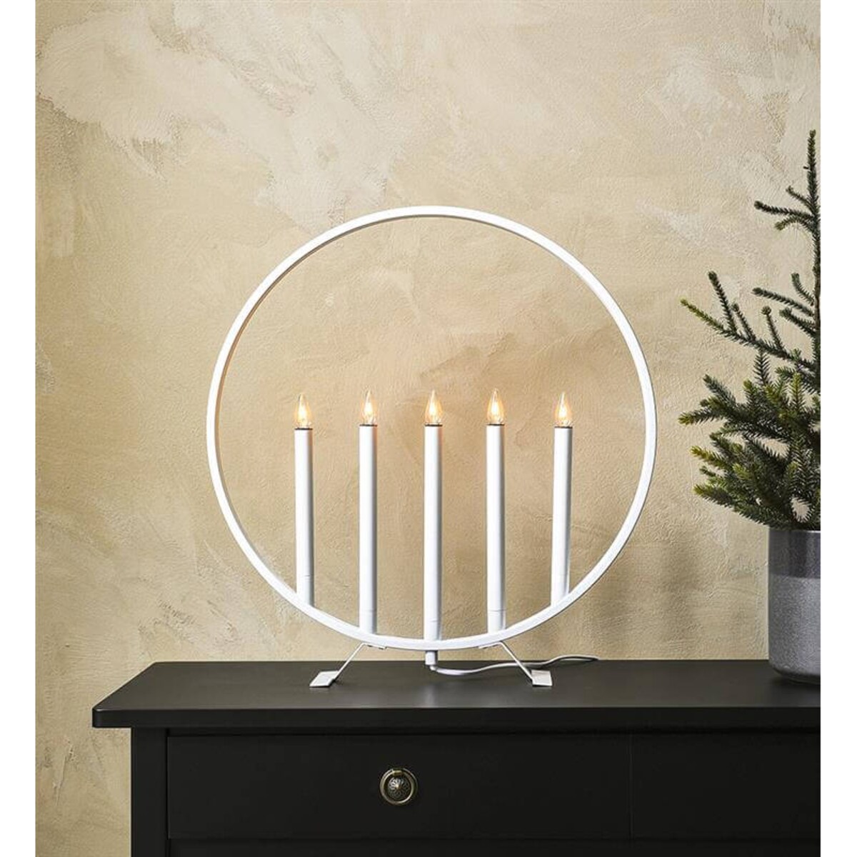 Świecznik stołowy biały Surround okrągły ring candle biały