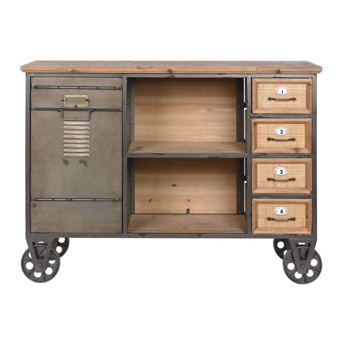 Komoda industrialna na kółkach 104 cm