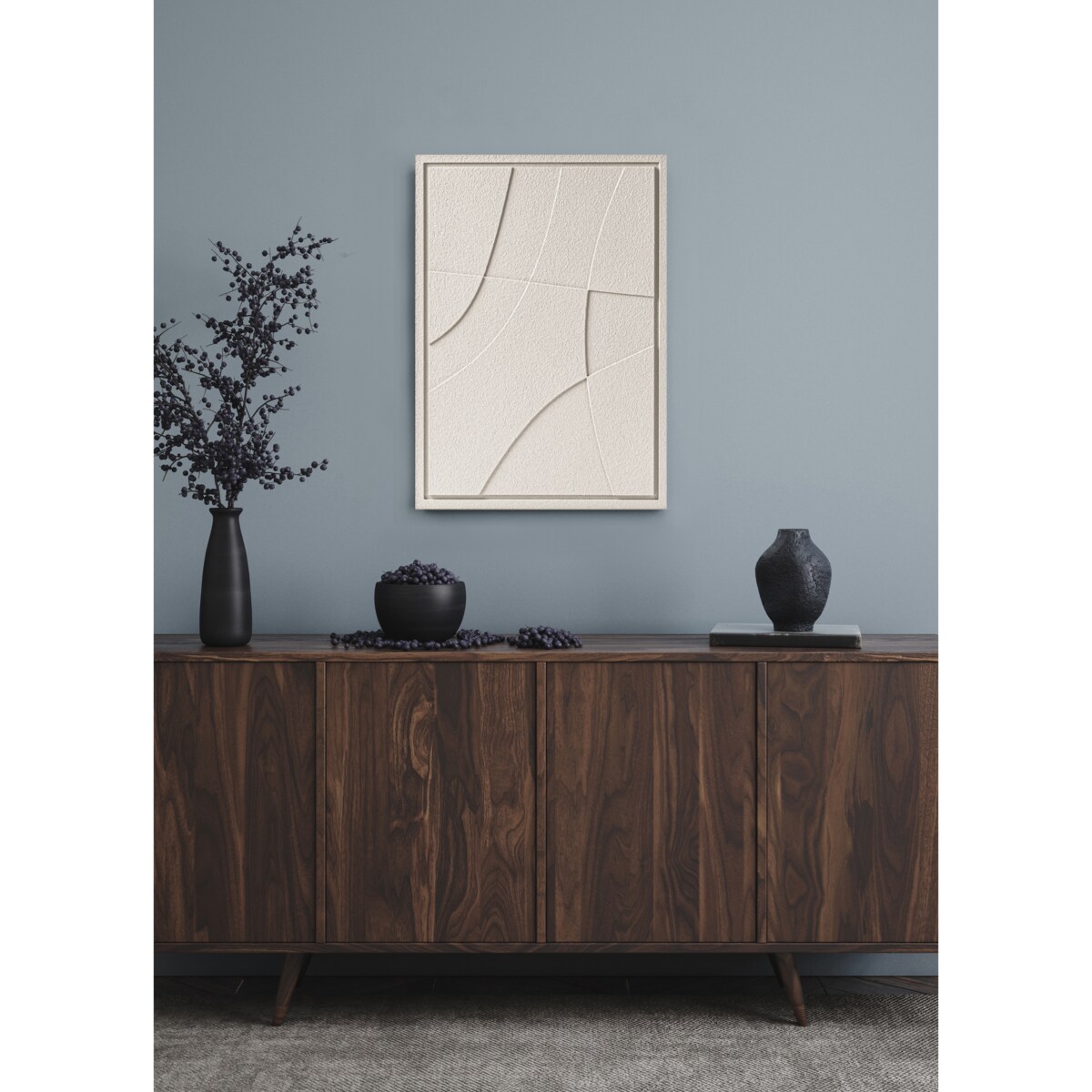 Obraz 3D 50x70cm Abstract II – Dekoracja Ścienna z Tynku Naturalnego, Natural Cream Minimalistyczny Relief