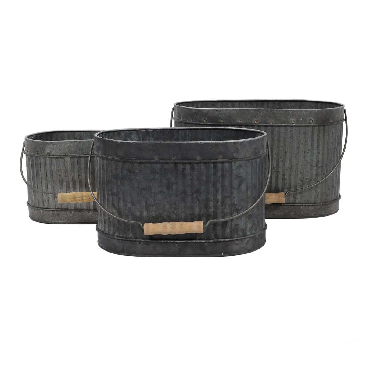 Zestaw metalowych skrzynek na donice, 3 szt. w różnych rozmiarach