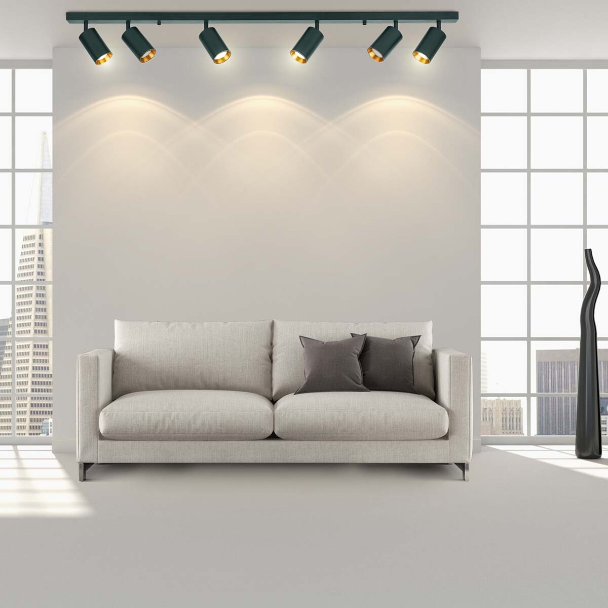 Ruchoma lampa sufitowa Maribel nad wyspę do kuchni czarna złota