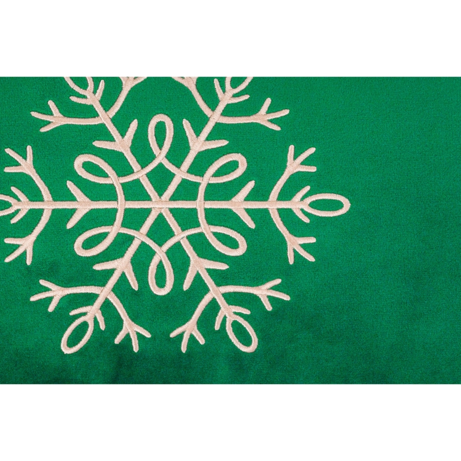 Welurowa zielona poduszka Snowflake 50x30 cm