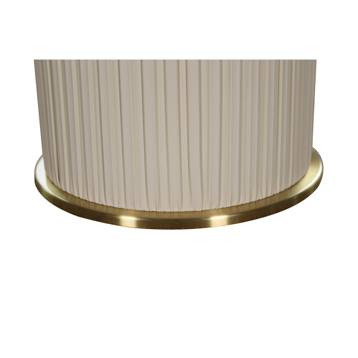 Nowoczesny złoty stolik kawowy okrągły plisowany Premium Blanka z kamiennym blatem o wzorze marmuru 80x80x37