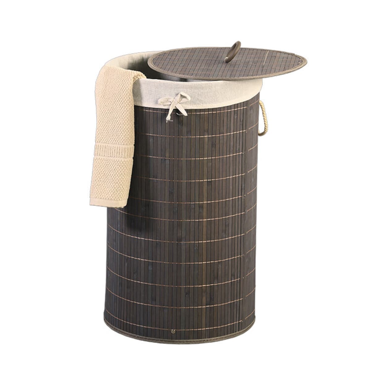 Bambusowy kosz na pranie z materiałowym wkładem, 35 x 60 cm