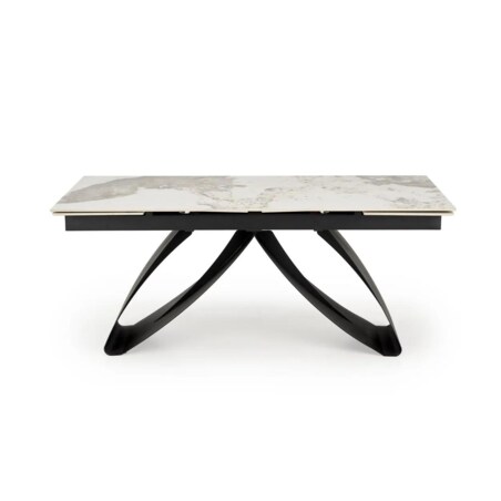 Stół rozkładany HILARIO 180(260)x90 beżowy marmur/czarny