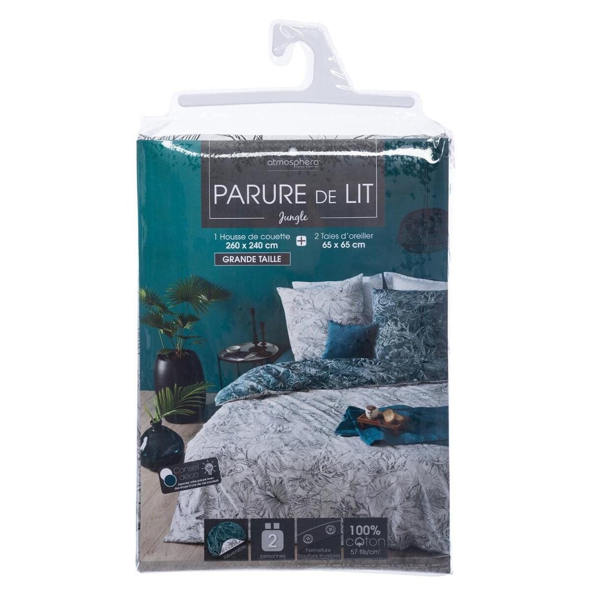 Pościel bawełniana dwuosobowa z motywem roślinnym, 240 x 260 cm