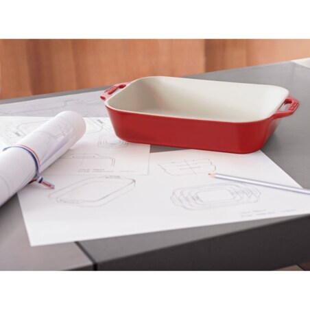 Prostokątny półmisek ceramiczny Staub - 4.5 ltr, Czerwony