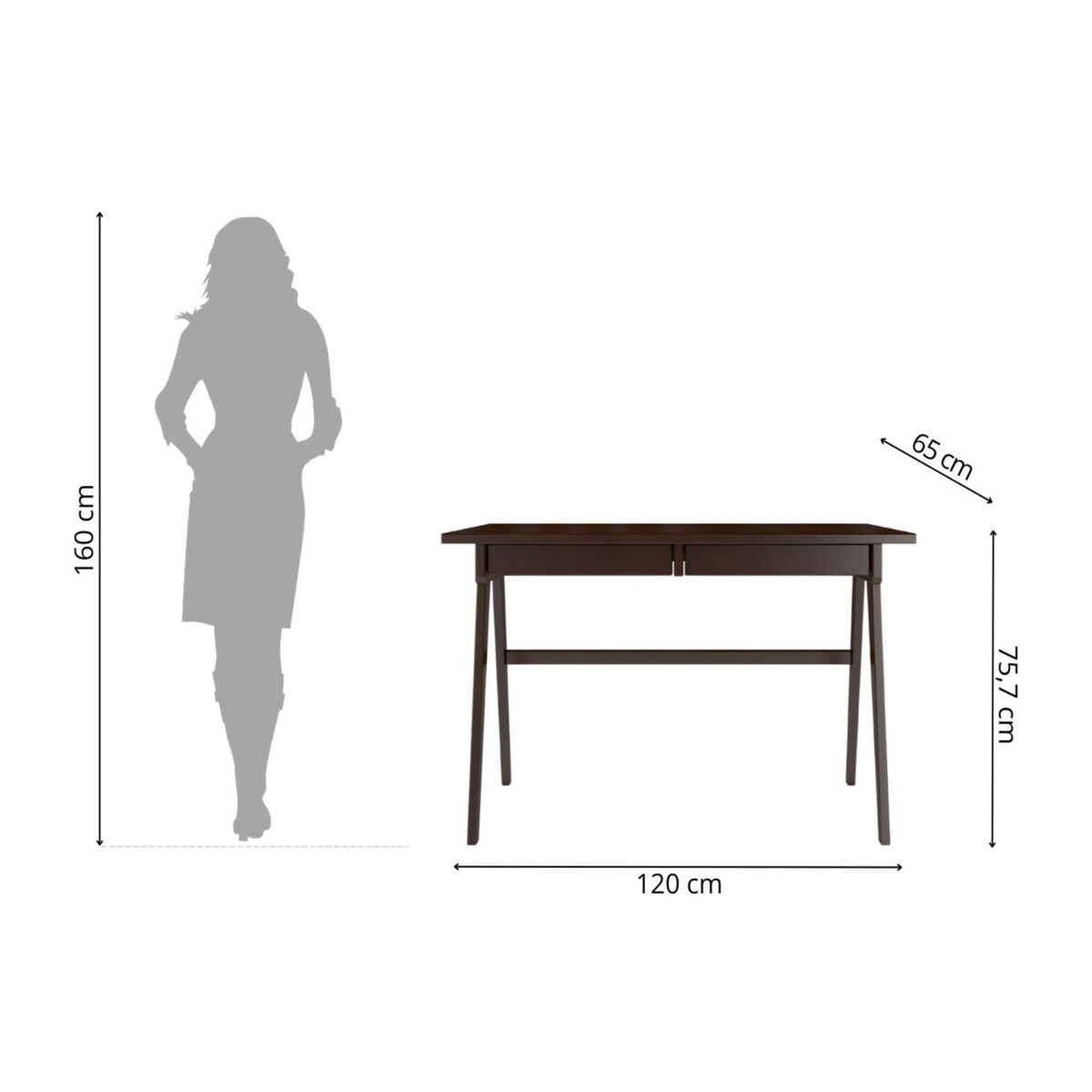 Drewniane bukowe biurko / toaletka z szufladami Visby EDDA / kolor palisander