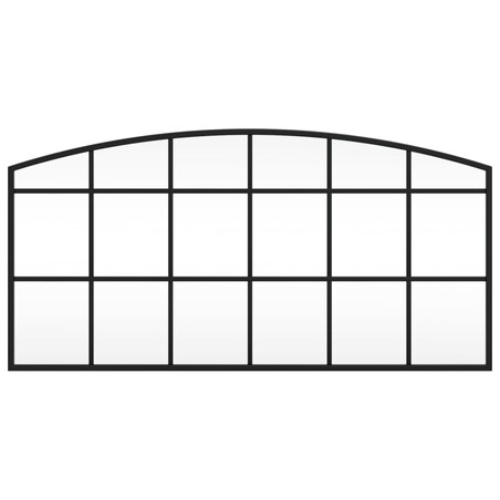 vidaXL Lustro ścienne, czarne, 80x40 cm, zakończone łukiem, żelazo