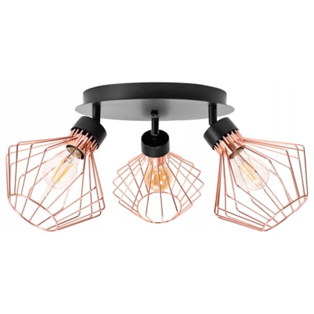 Lampa Potrójna Metalowa Loft Plafon Czarna Rose