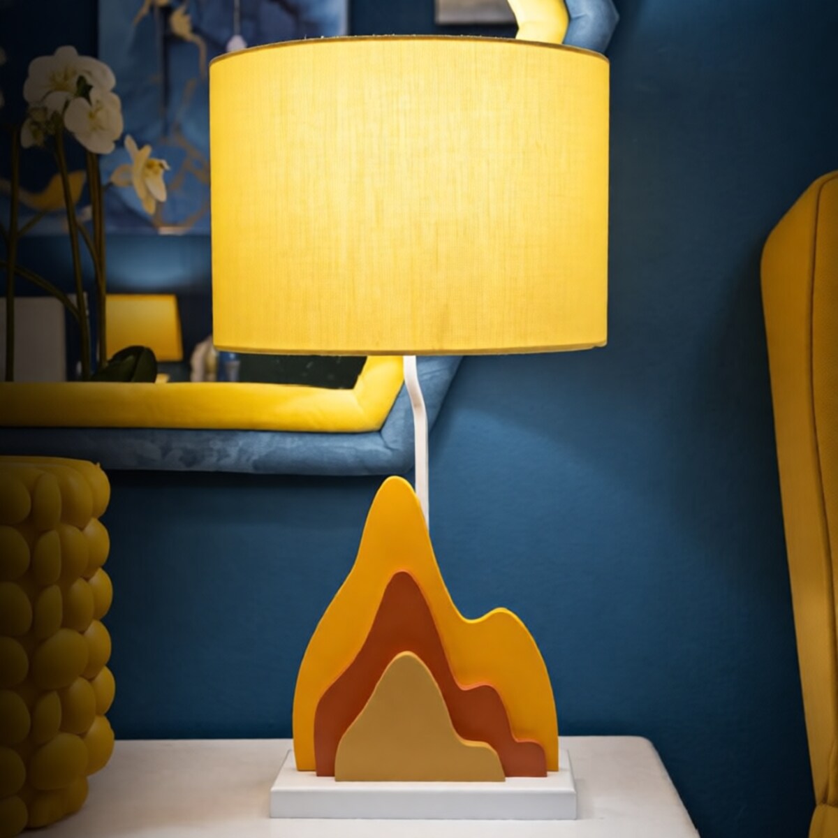 Lampa stołowa Color - A, kolor wielokolorowy, płyta MDF, żelazo i tkanina, 30 x 30 x 57 cm, 1 x E27, max. 40 W, do salonu i sypialni, Mauro Ferretti