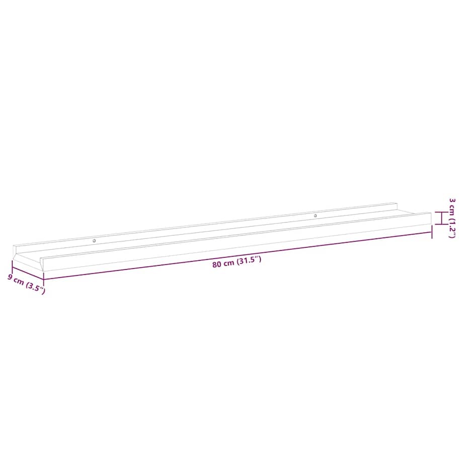 vidaXL Półki ścienne, 4 szt., białe, wysoki połysk, 80x9x3 cm