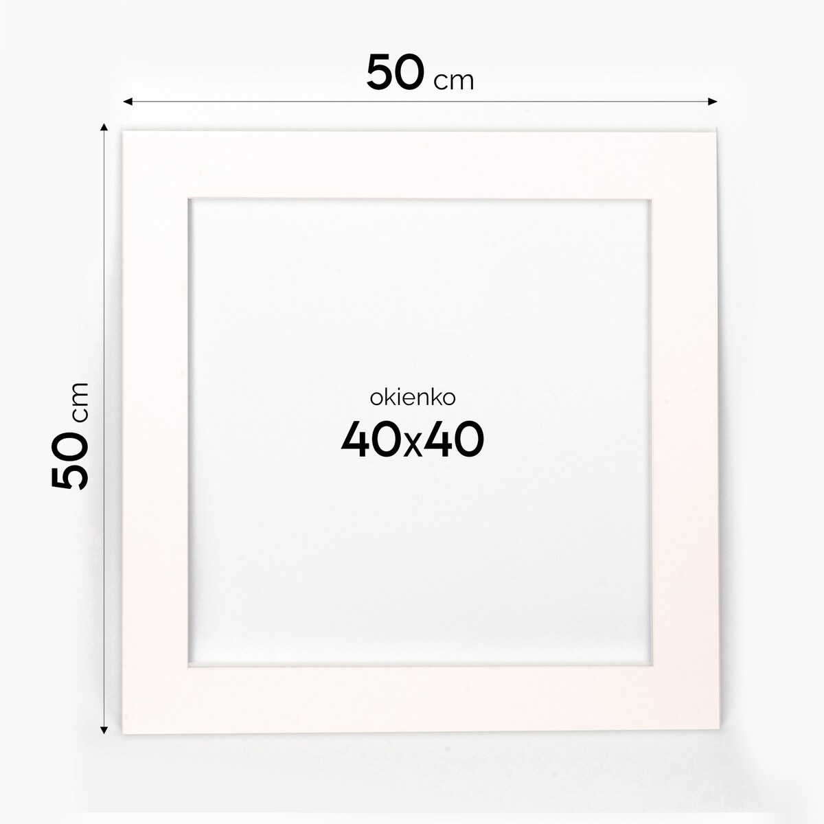 Ramka na zdjęcia 50x50 cm z passe partout czarna ramka z okienkiem passe partout na zdjęcie 40x40 cm kwadratowa ramka FRAMAI®