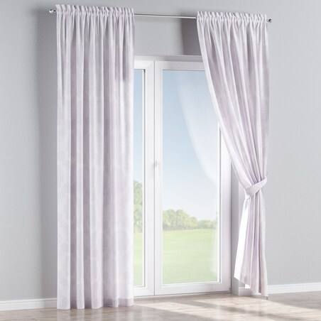 Zasłona na kanale z grzywką 1 szt. 130x260 liście akantu na białym tle