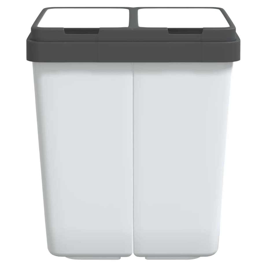 vidaXL Podwójny kosz na śmieci, biały, 2x25 L