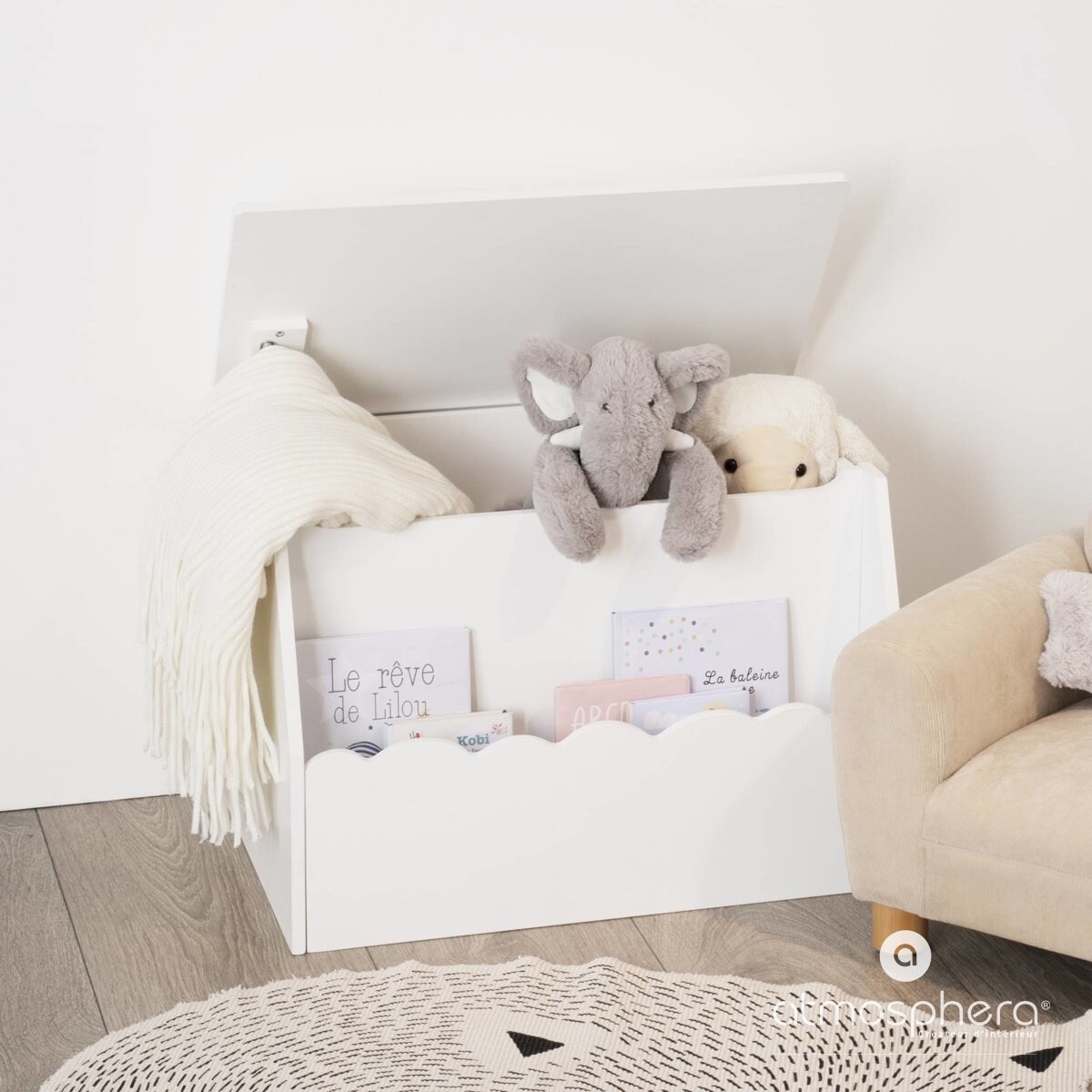 Regał dla dzieci ze schowkiem na zabawki