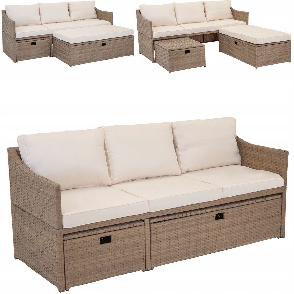 Modułowy zestaw mebli ogrodowych z technorattanu