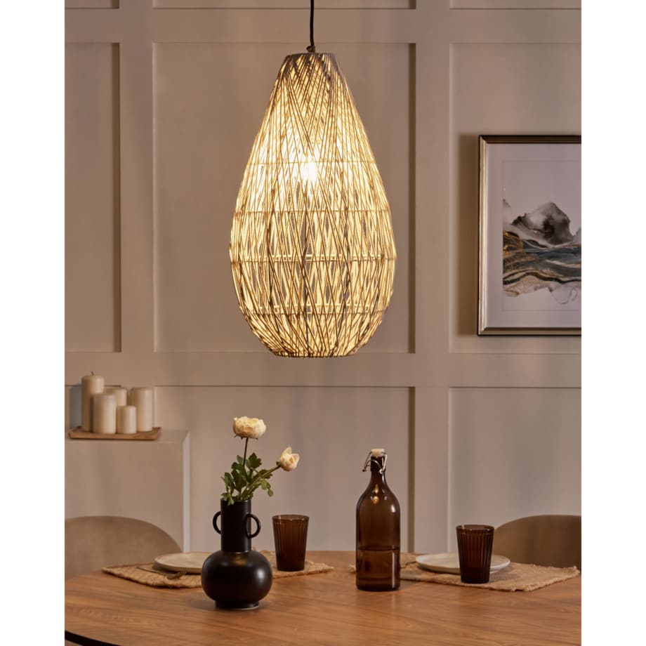 Lampa pleciona wisząca beżowa ANNOTTO