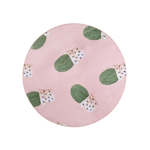 Dywan okrągły w kaktusy ⌀ 120 cm różowy ELDIVAN
