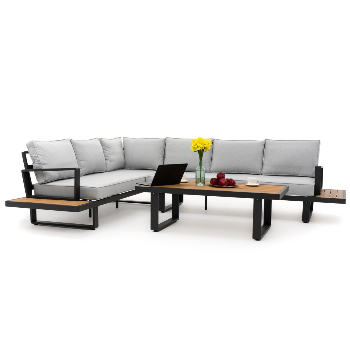 Meble ogrodowe duży narożnik nowoczesny aluminium ATOL grafitowo-szary