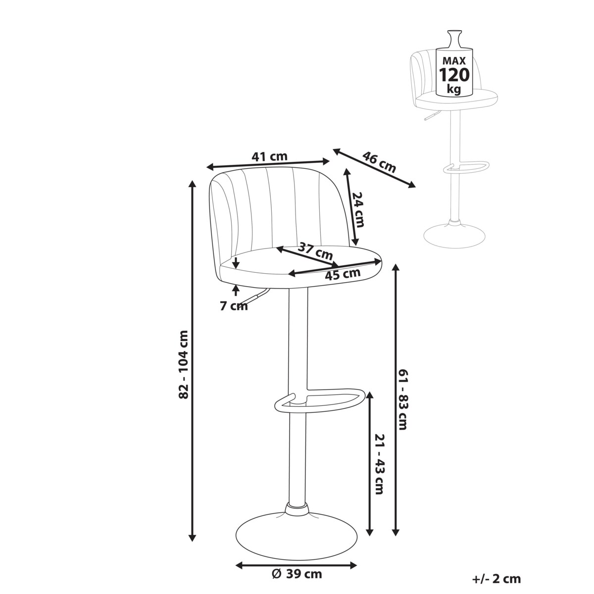 Zestaw 2 hokerów barowych VLORE Ekoskóra Obrotowy Brązowy