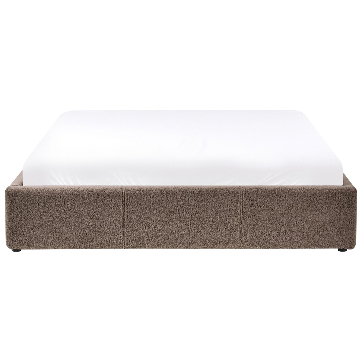 Łóżko z pojemnikiem bez zagłówka Boucle DINAN 140 x 200 cm Beżowoszary