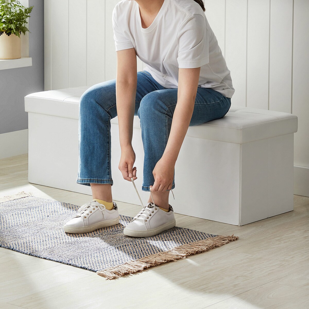 Pufa 110X38X38 Cm Biały