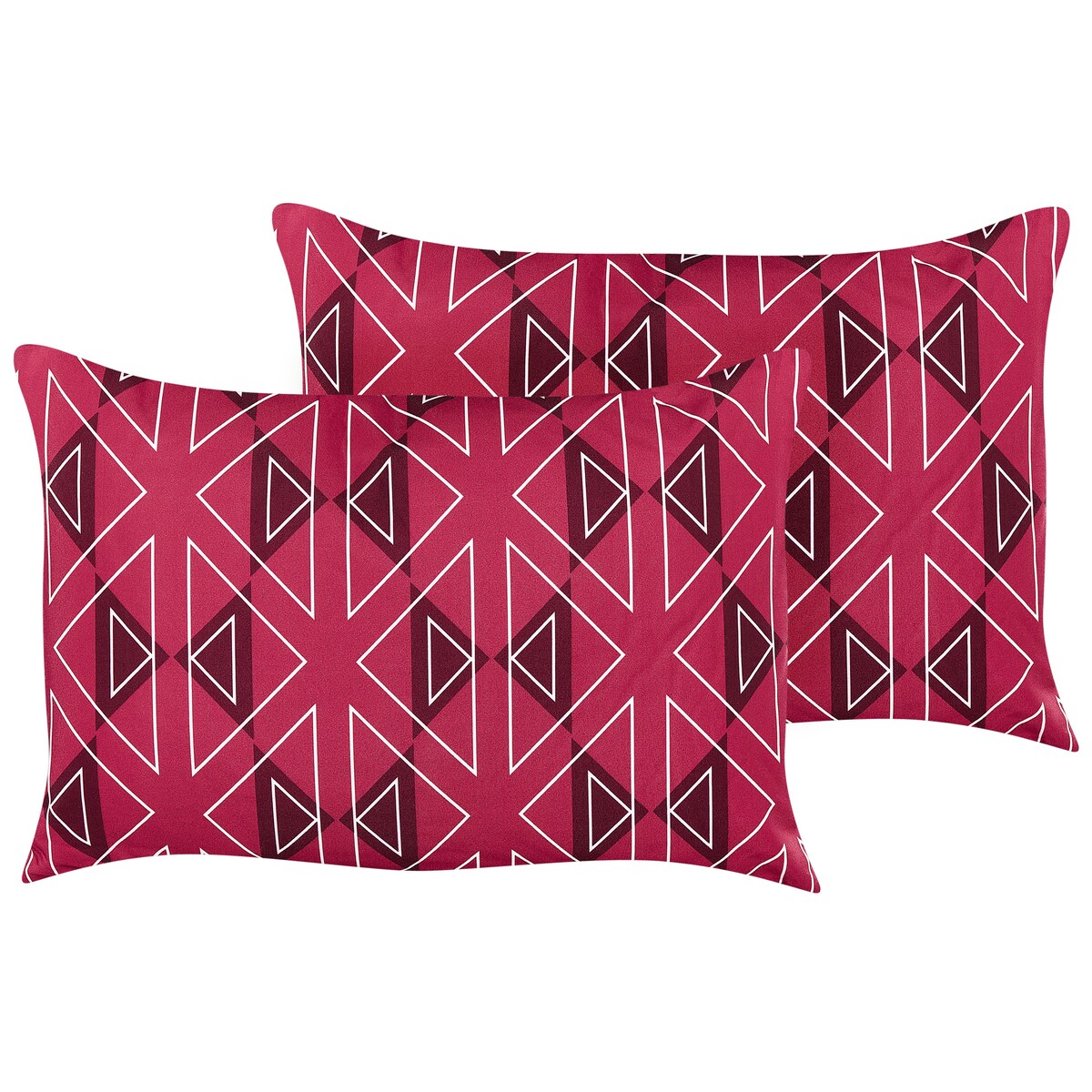 Zestaw 2 poduszek ogrodowych MEZZANO Wzór geometryczny 40 x 60 cm Fuksja