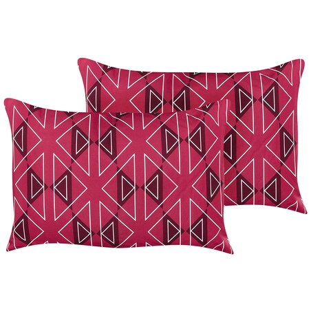 Zestaw 2 poduszek ogrodowych MEZZANO Wzór geometryczny 40 x 60 cm Fuksja