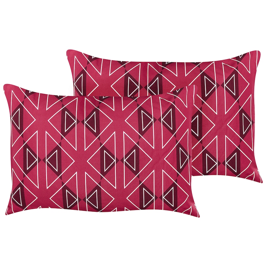 Zestaw 2 poduszek ogrodowych MEZZANO Wzór geometryczny 40 x 60 cm Fuksja