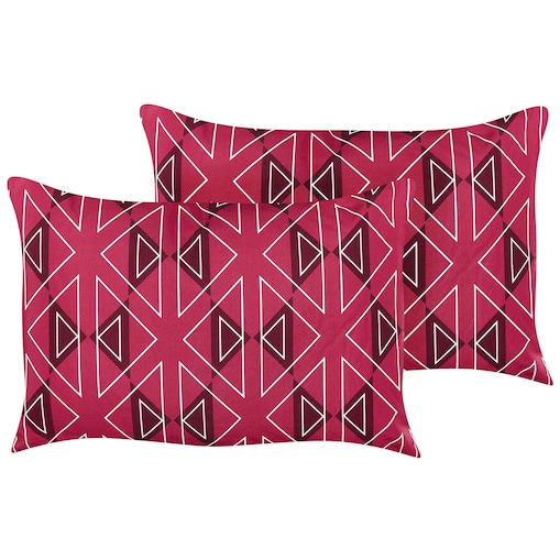 Zestaw 2 poduszek ogrodowych MEZZANO Wzór geometryczny 40 x 60 cm Fuksja