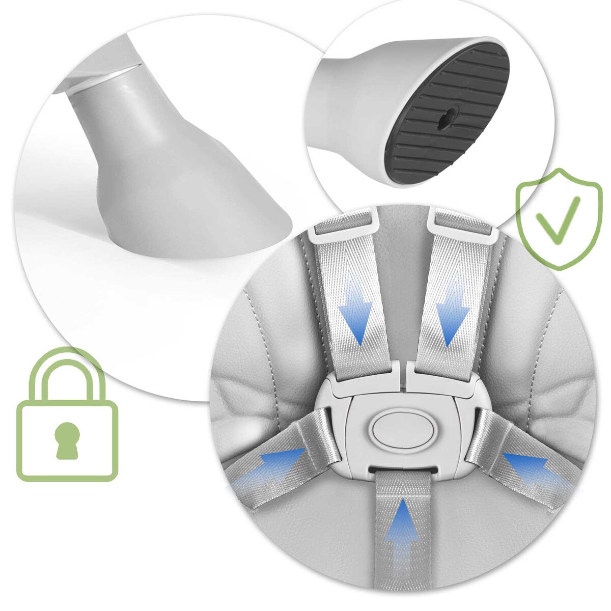 Krzesełko do karmienia dla dzieci Ricokids Milo składane szary 700000