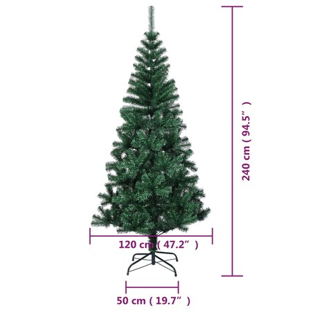 vidaXL Sztuczna choinka z opalizującymi końcówkami, zielona, 240 cm