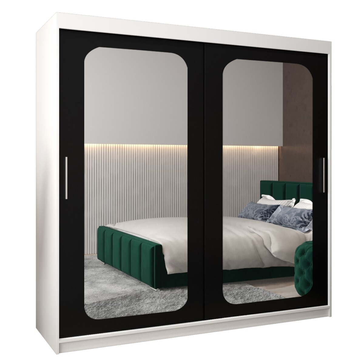 Szafa przesuwna Garderoba PROMO T3 200 biały/czarny