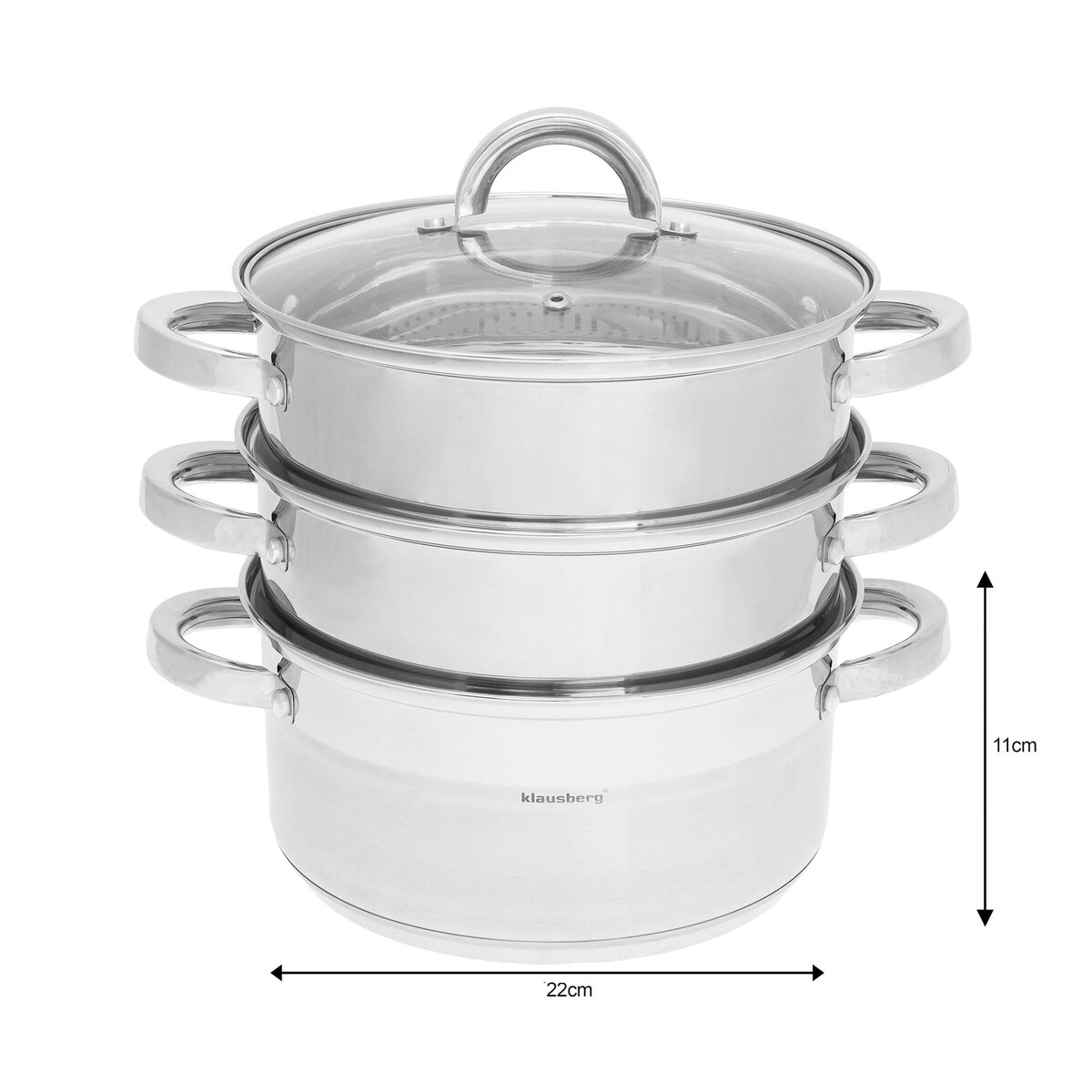Zestaw garnków do gotowania na parze 22cm 4 ele garnki parowar KLAUSBERG